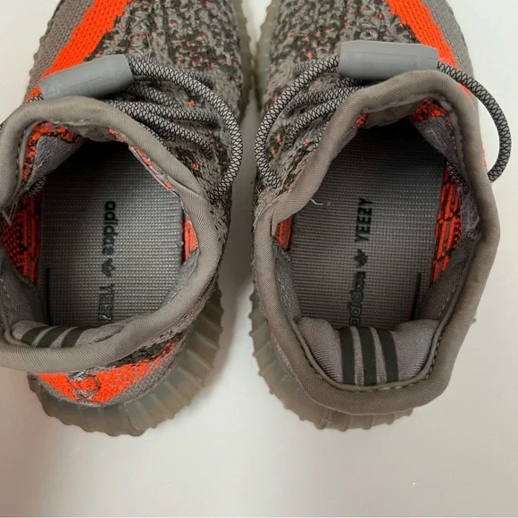 Adidas Yeezy Boost 350 V2 Sneakers/Gray with vibrant orange details Kids- Size 8 - Picture 11 of 11
